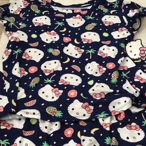 Hello Kitty navy blue pajama set watermelon pineapples print size Adult M, new